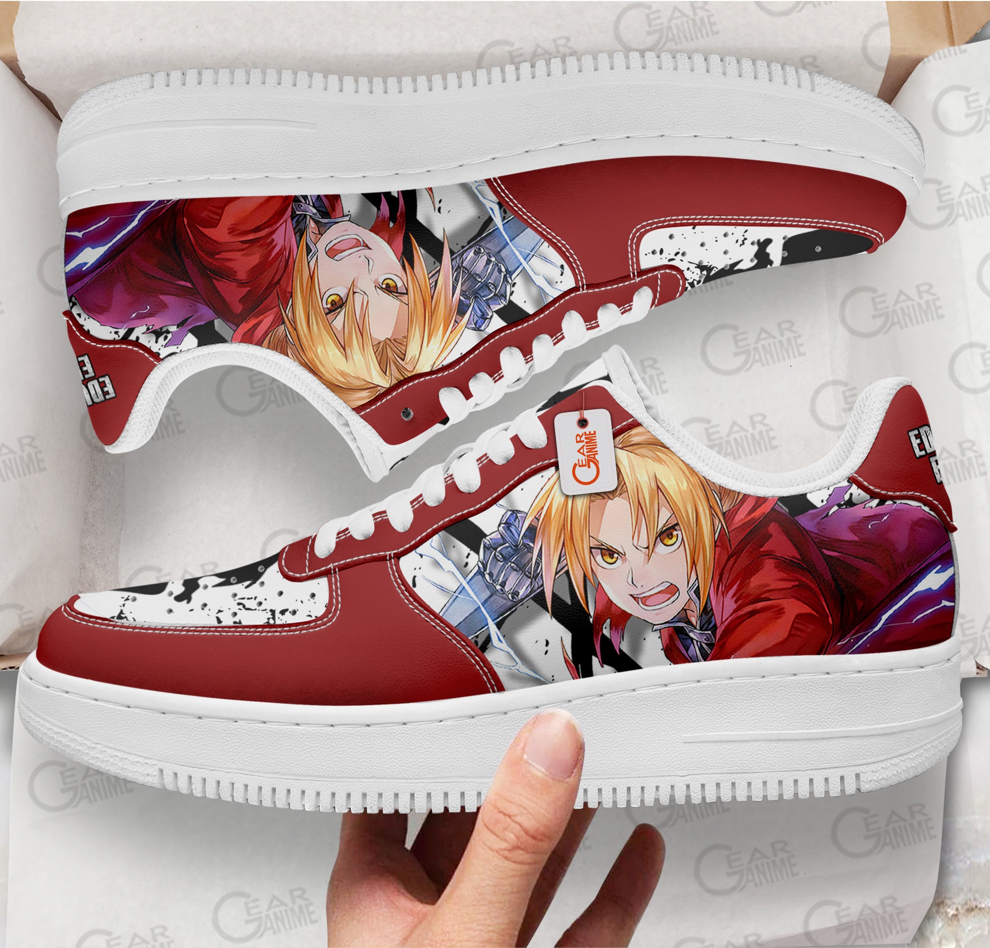Baskets Anime Edward Elric en Cuir Chaussures Basses Unisexes Anime Manga