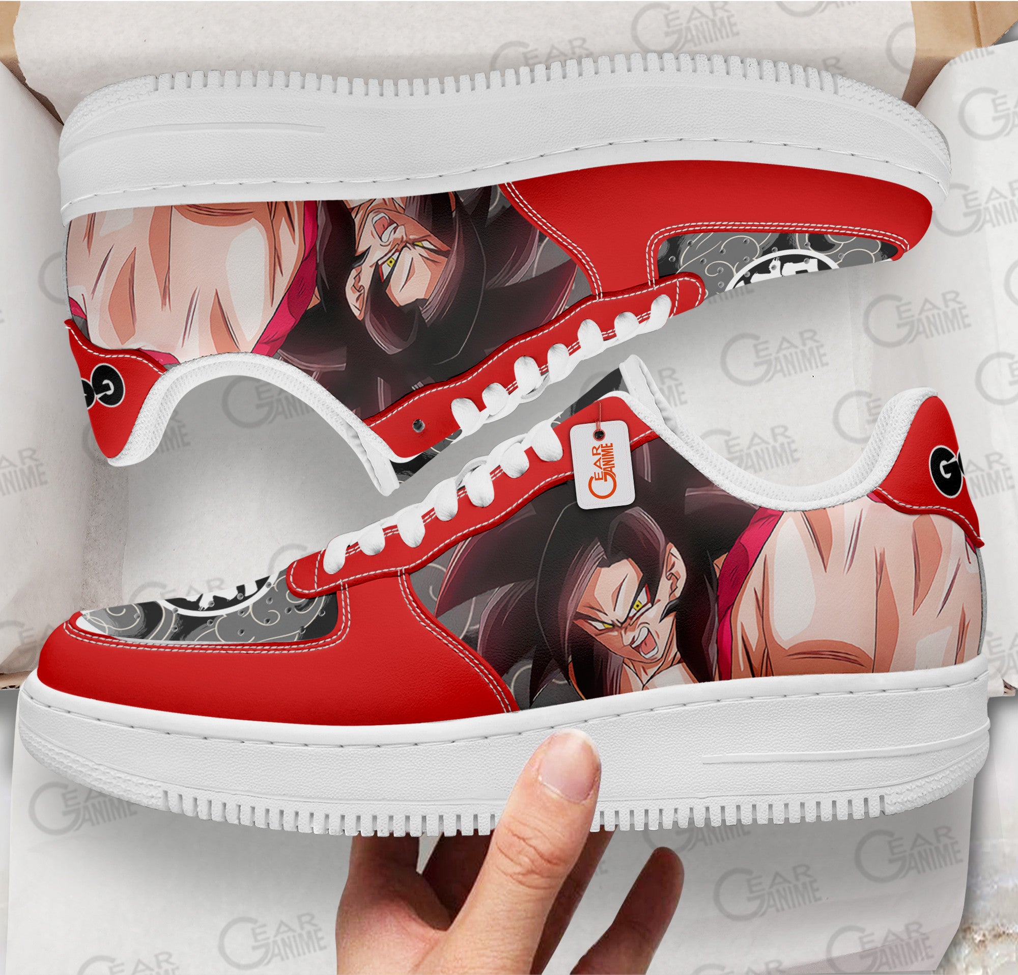 Baskets Anime Goku Super Saiyan 4 en Cuir Chaussures Basses Unisexes Dragon Ball