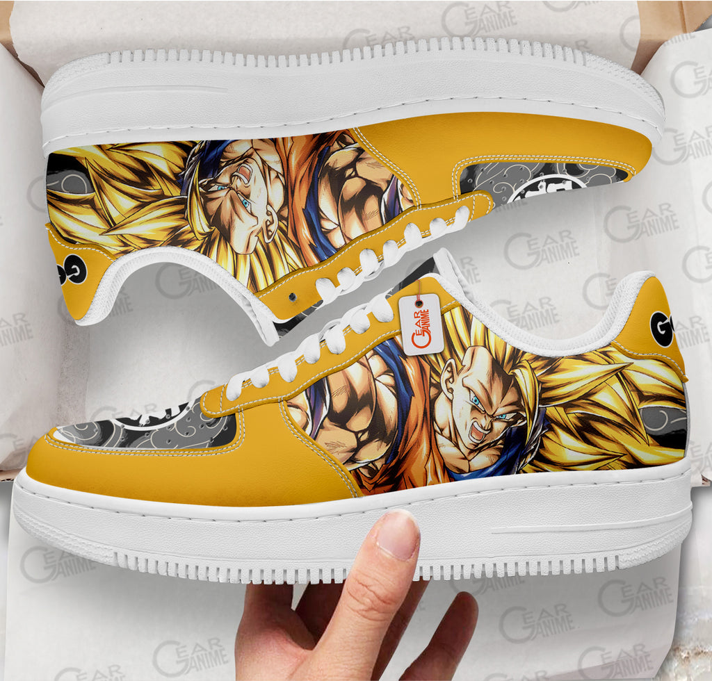 Baskets Anime Goku Super Saiyan 3 en Cuir Chaussures Basses Unisexes Dragon Ball