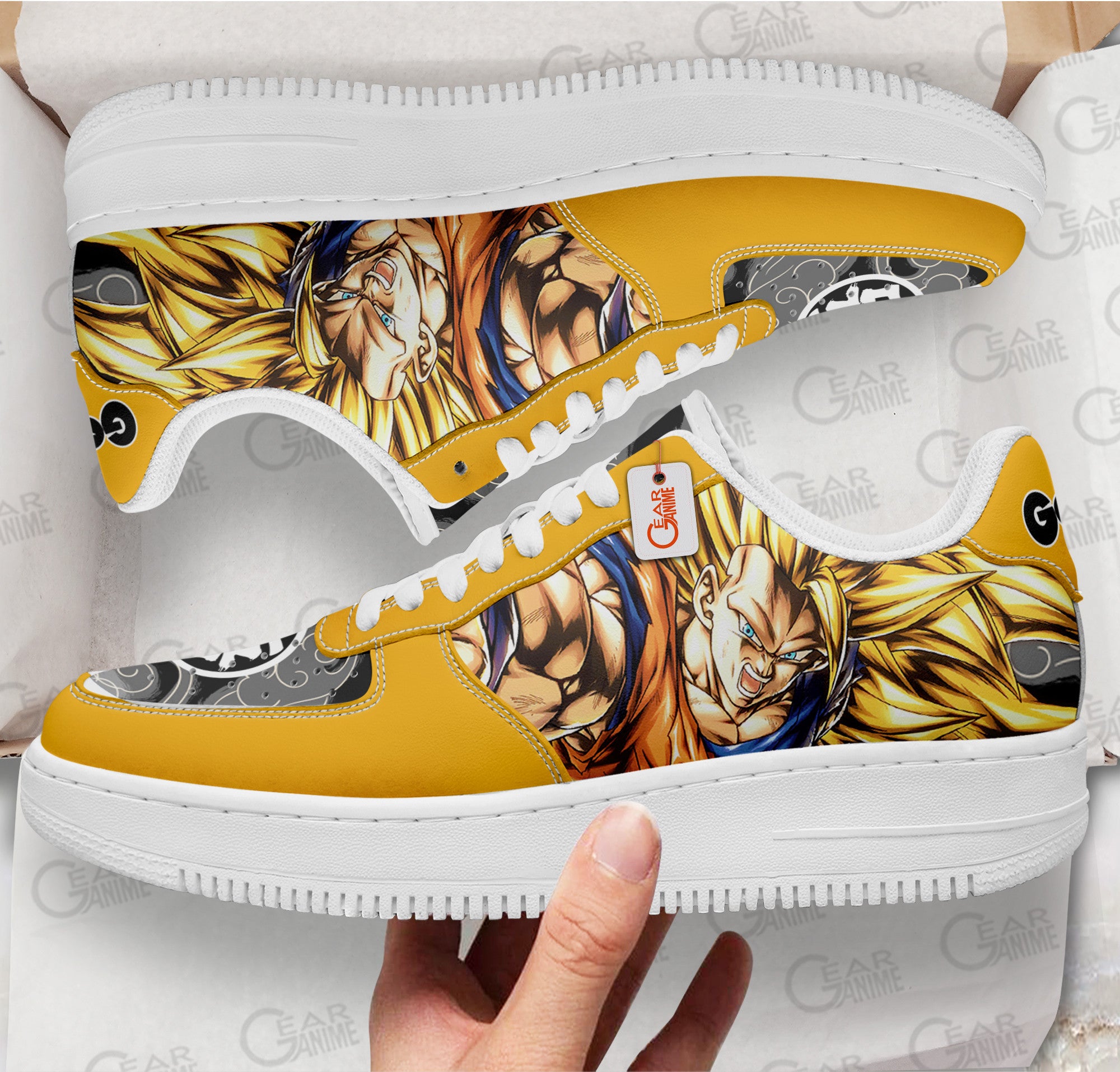 Baskets Anime Goku Super Saiyan 3 en Cuir Chaussures Basses Unisexes Dragon Ball