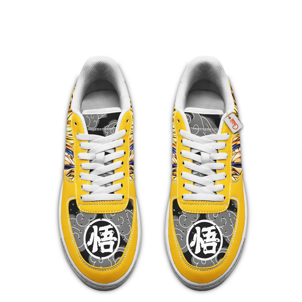 Baskets Anime Goku Super Saiyan 3 en Cuir Chaussures Basses Unisexes Dragon Ball