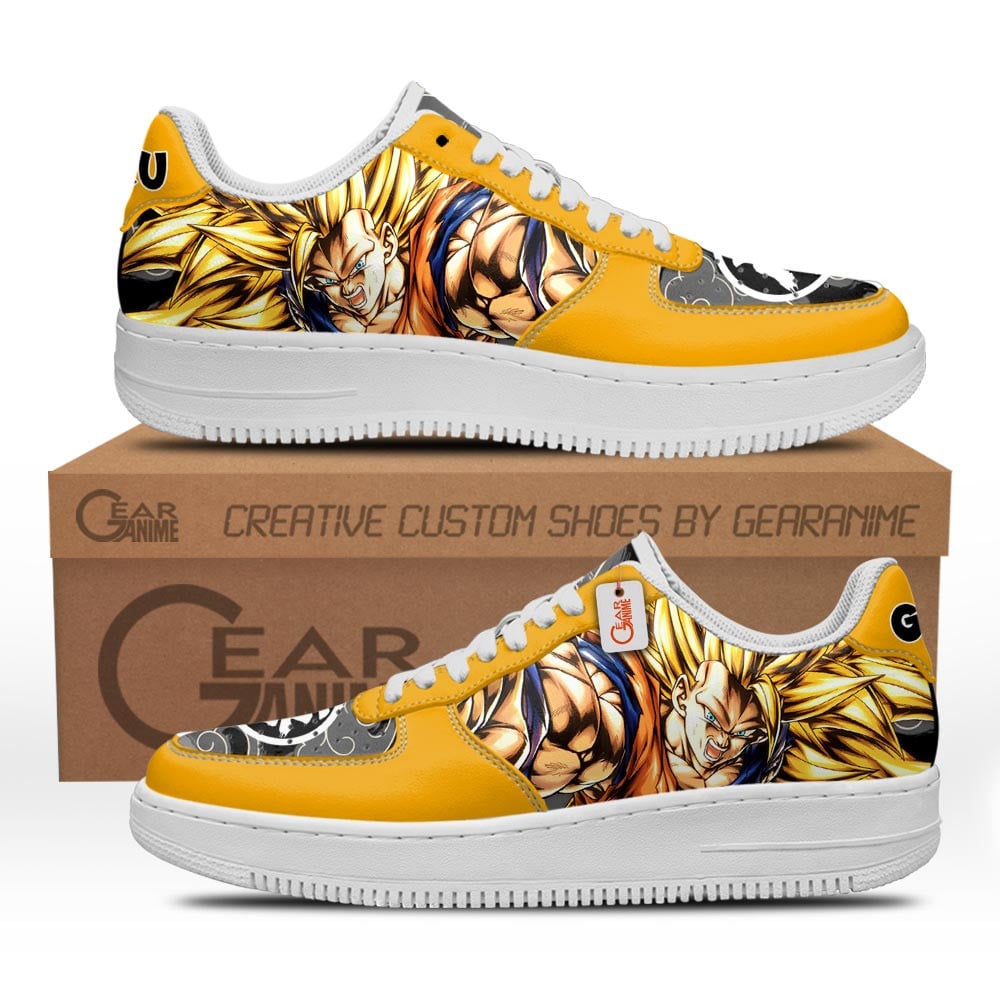 Baskets Anime Goku Super Saiyan 3 en Cuir Chaussures Basses Unisexes Dragon Ball
