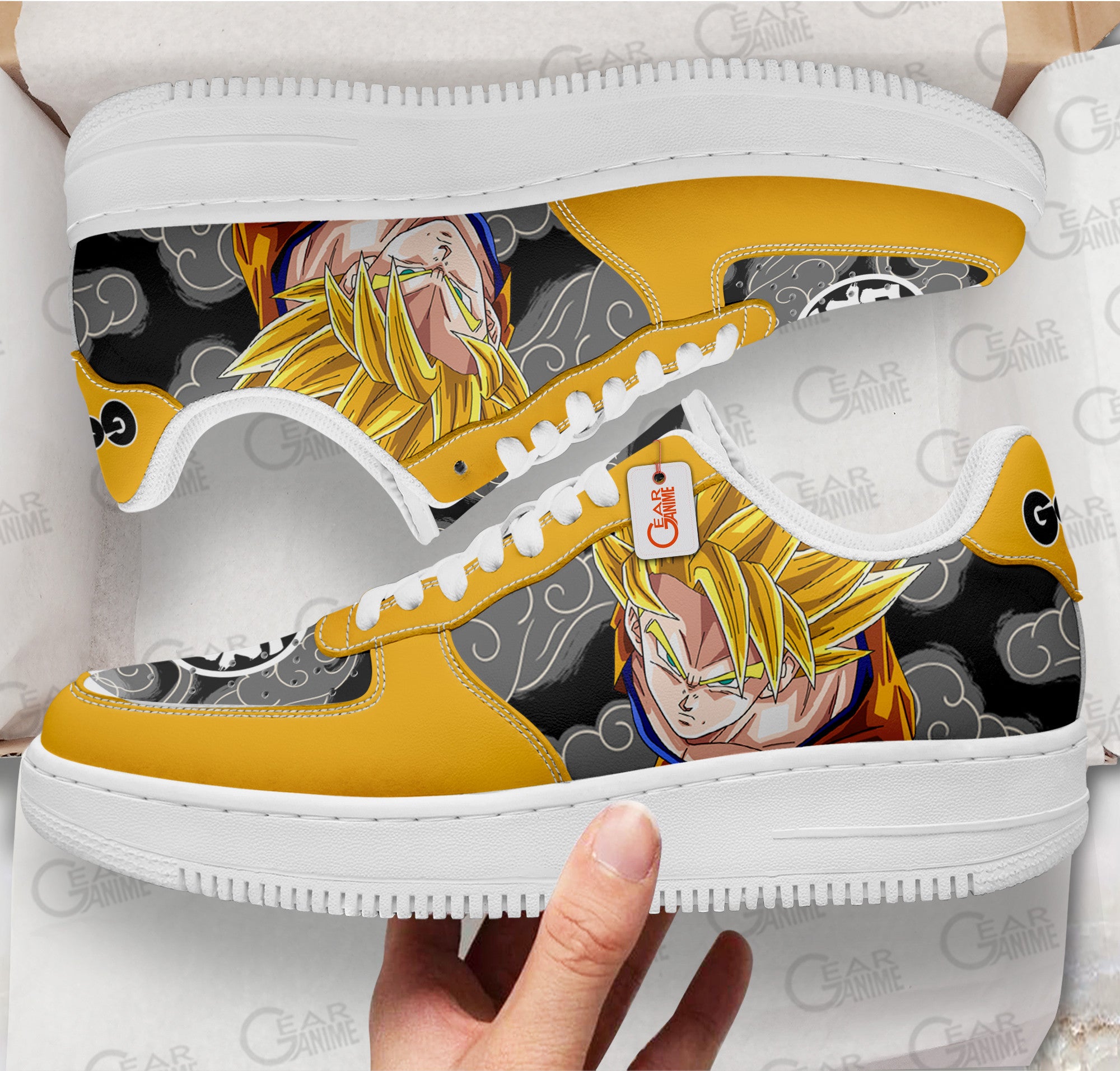 Baskets Anime Goku Super Saiyan 2 en Cuir Chaussures Basses Unisexes Dragon Ball