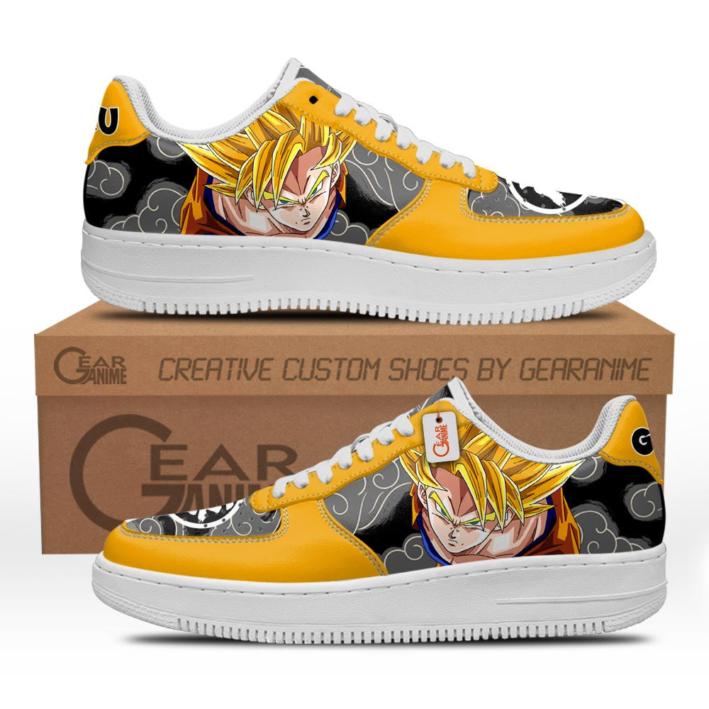 Baskets Anime Goku Super Saiyan 2 en Cuir Chaussures Basses Unisexes Dragon Ball