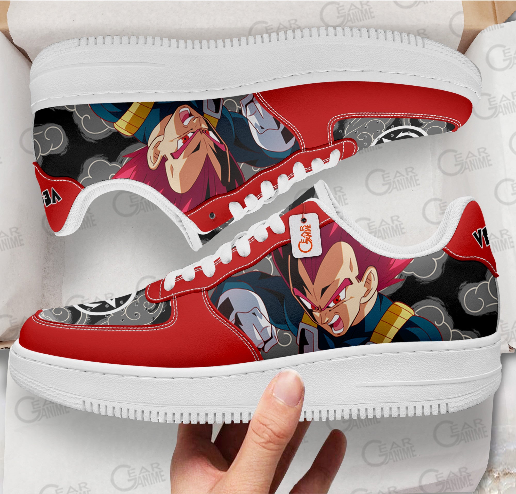 Baskets Anime Vegeta Super Saiyan God en Cuir Chaussures Basses Unisexes Dragon Ball
