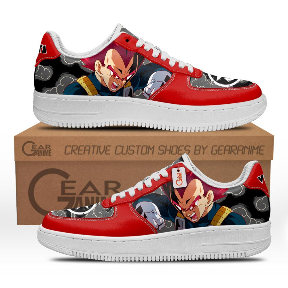 Baskets Anime Vegeta Super Saiyan God en Cuir Chaussures Basses Unisexes Dragon Ball