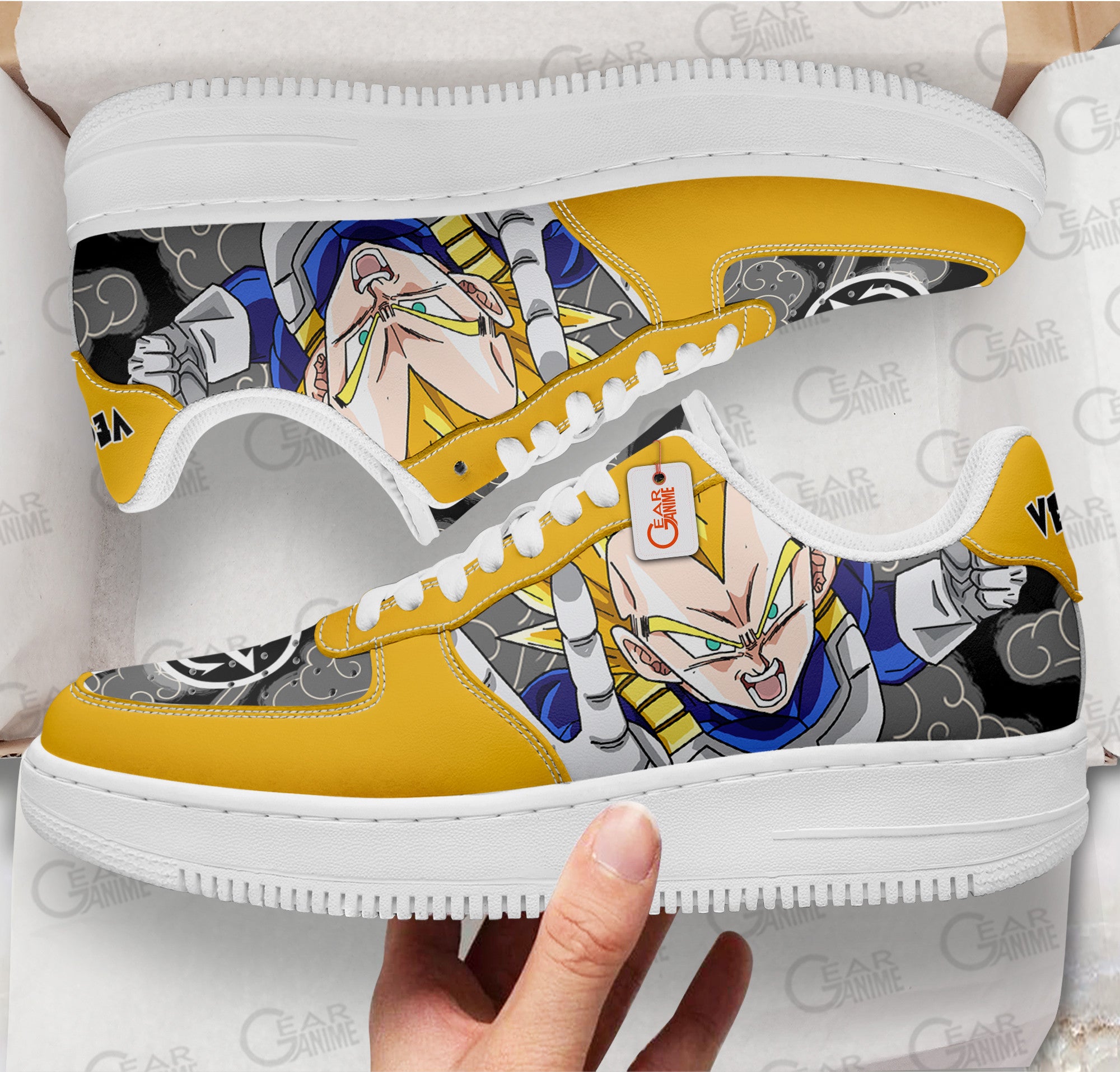 Baskets Anime Vegeta Super Saiyan 2 en Cuir Chaussures Basses Unisexes Dragon Ball