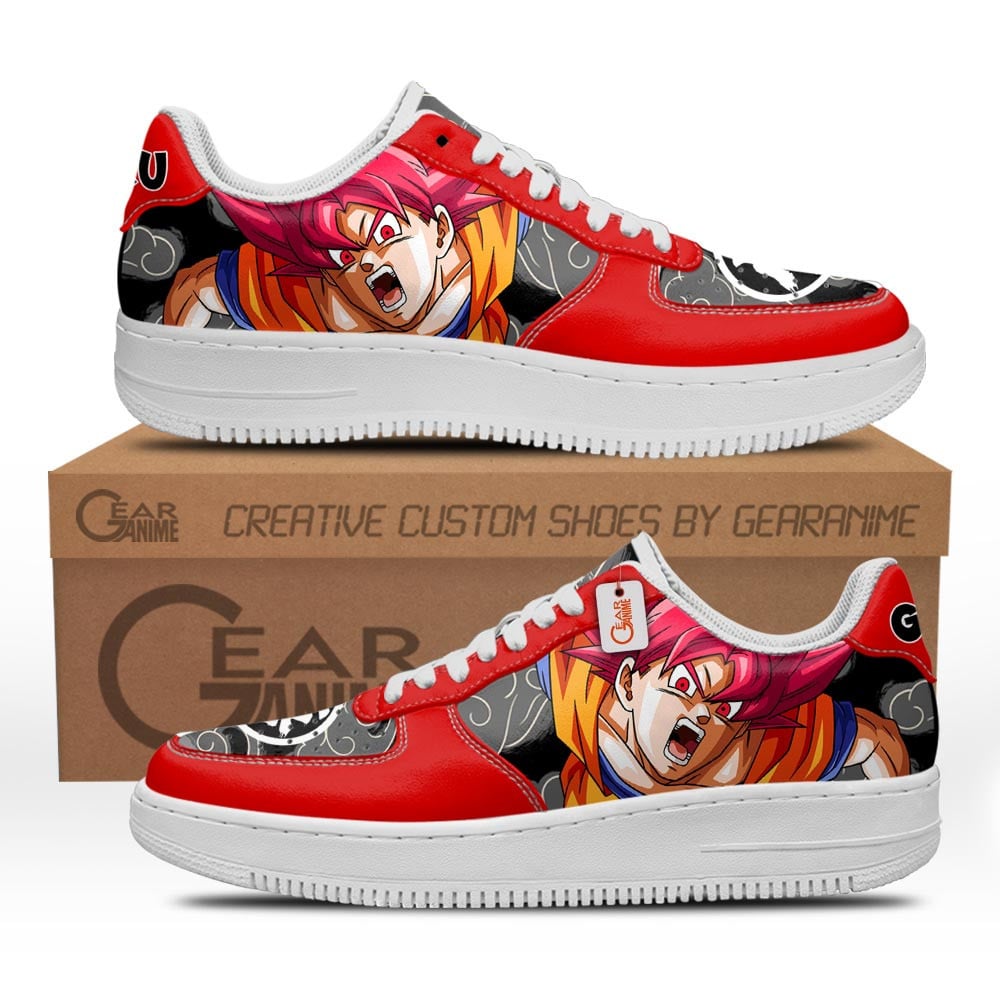 Baskets Anime Goku Super Saiyan God en Cuir Chaussures Basses Unisexes Dragon Ball