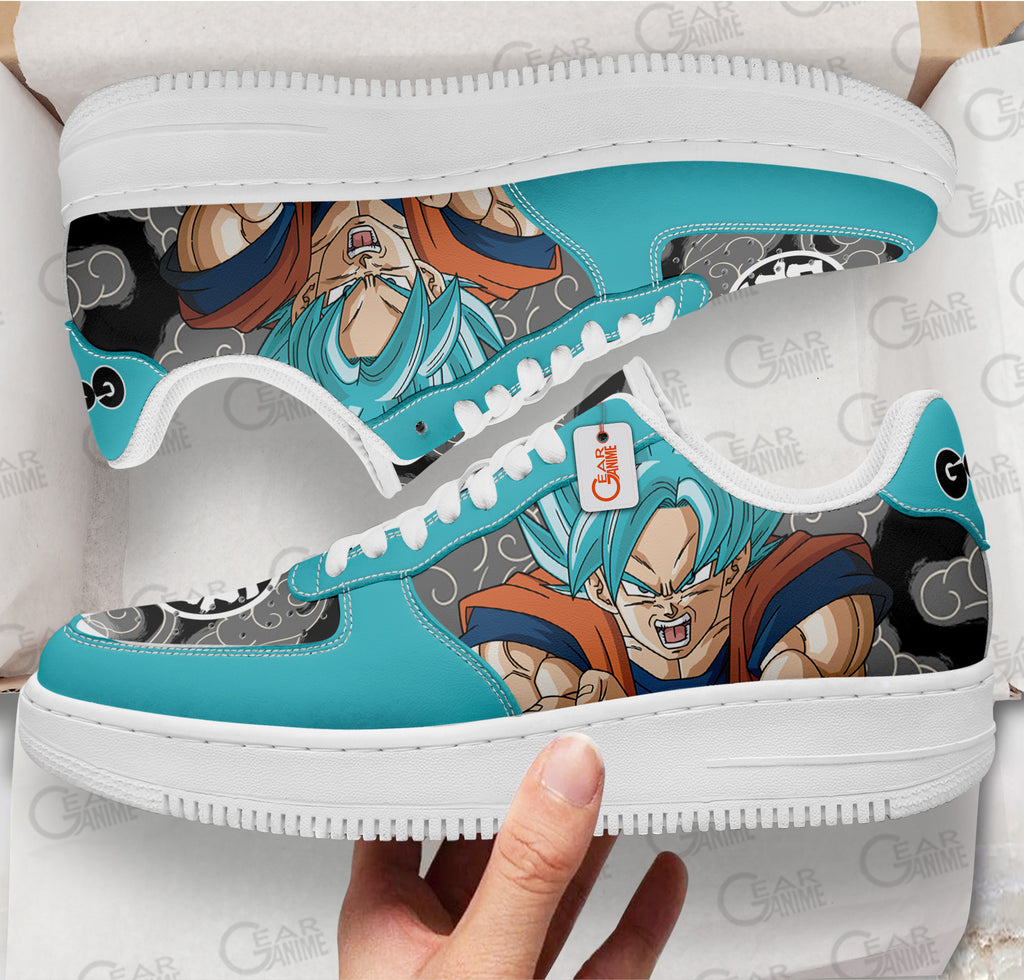 Baskets Anime Goku Super Saiyan Blue en Cuir Chaussures Basses Unisexes Dragon Ball