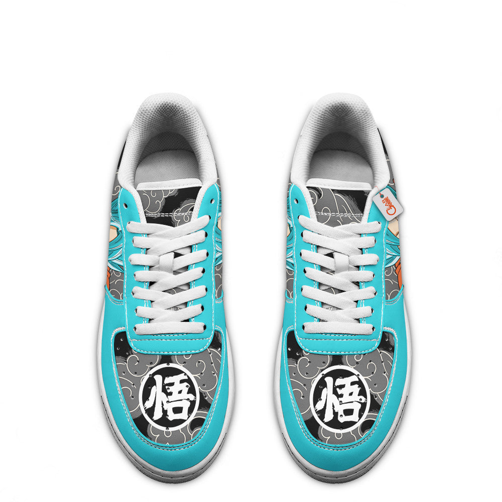 Baskets Anime Goku Super Saiyan Blue en Cuir Chaussures Basses Unisexes Dragon Ball