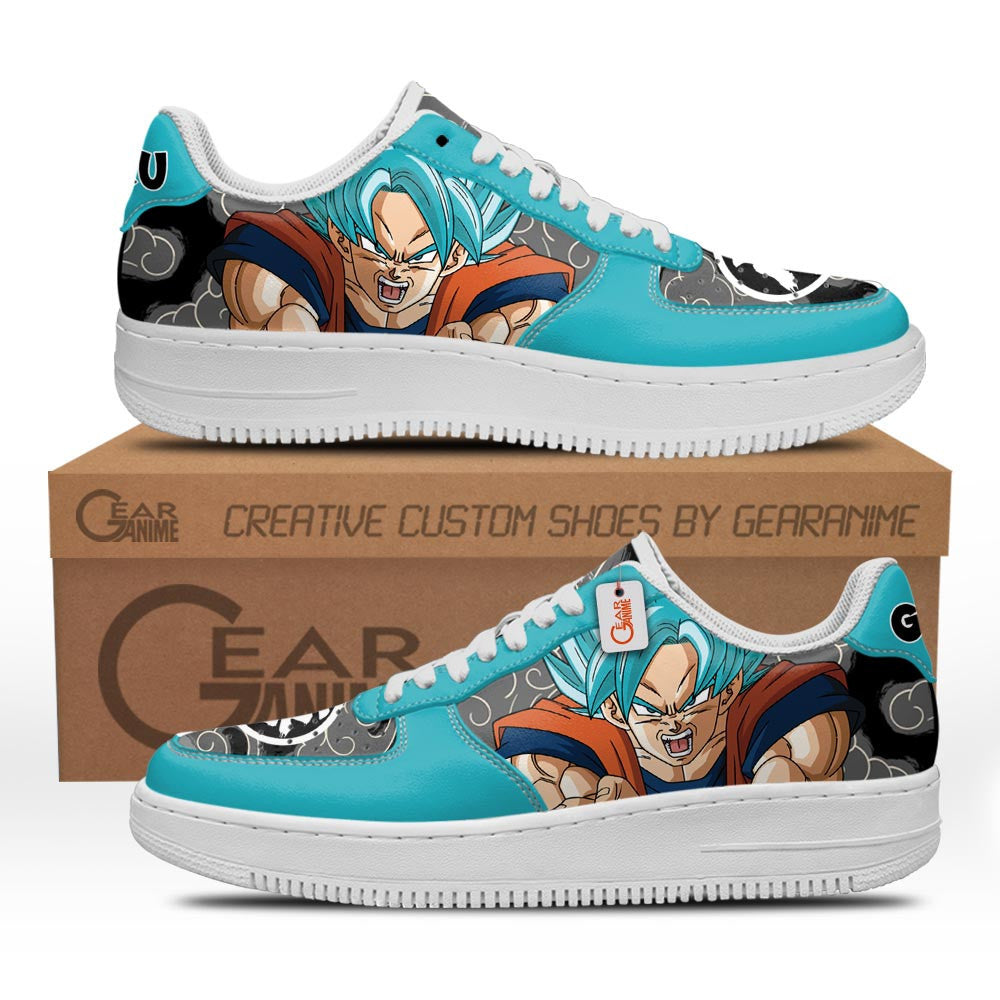 Baskets Anime Goku Super Saiyan Blue en Cuir Chaussures Basses Unisexes Dragon Ball
