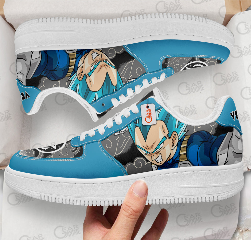 Baskets Anime Vegeta Super Saiyan Blue en Cuir Chaussures Basses Unisexes Dragon Ball