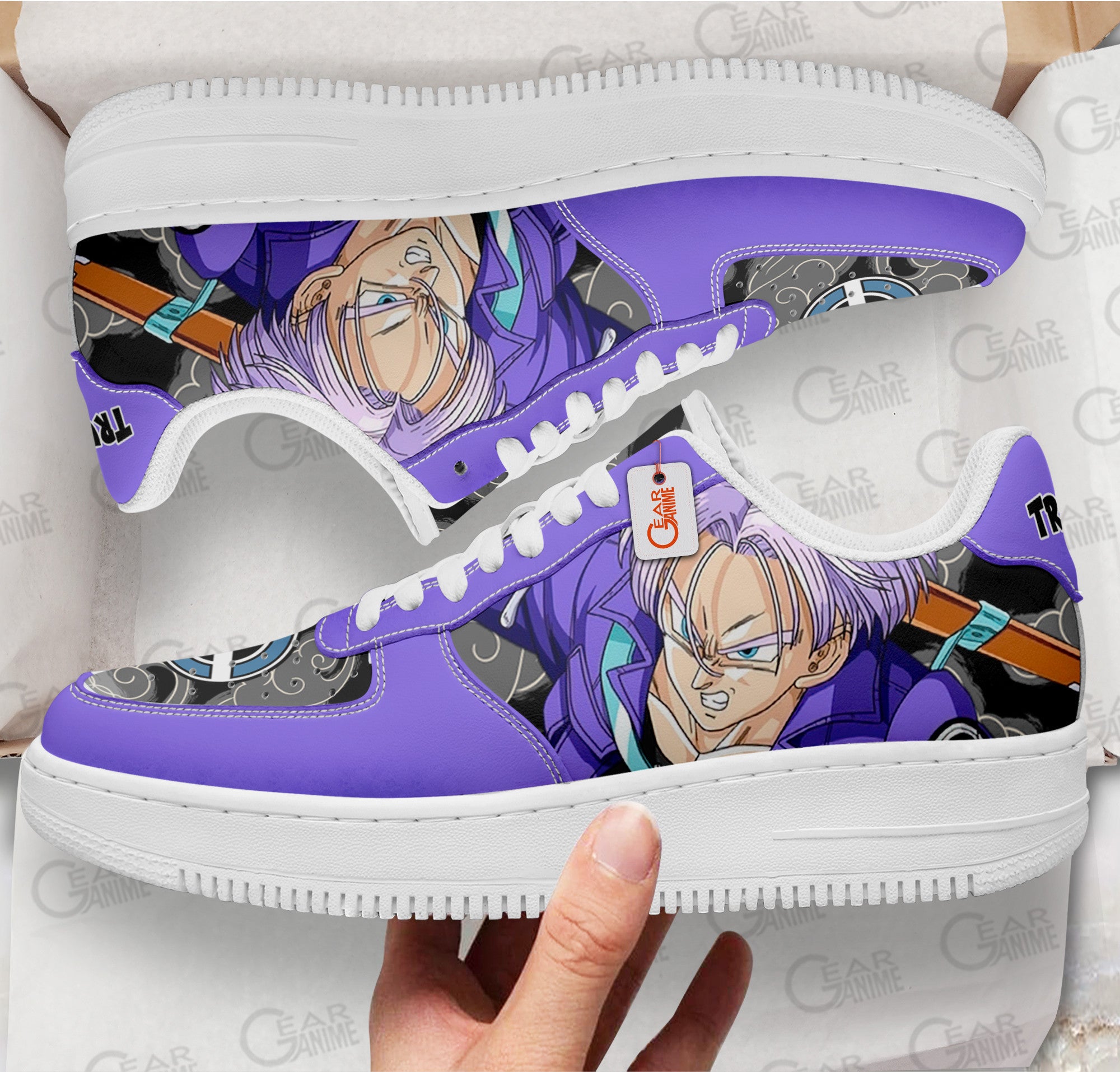 Baskets Anime Future Trunks Custom Low-Top Leather Sneakers DBZ en Cuir Chaussures Basses Unisexes Anime Manga