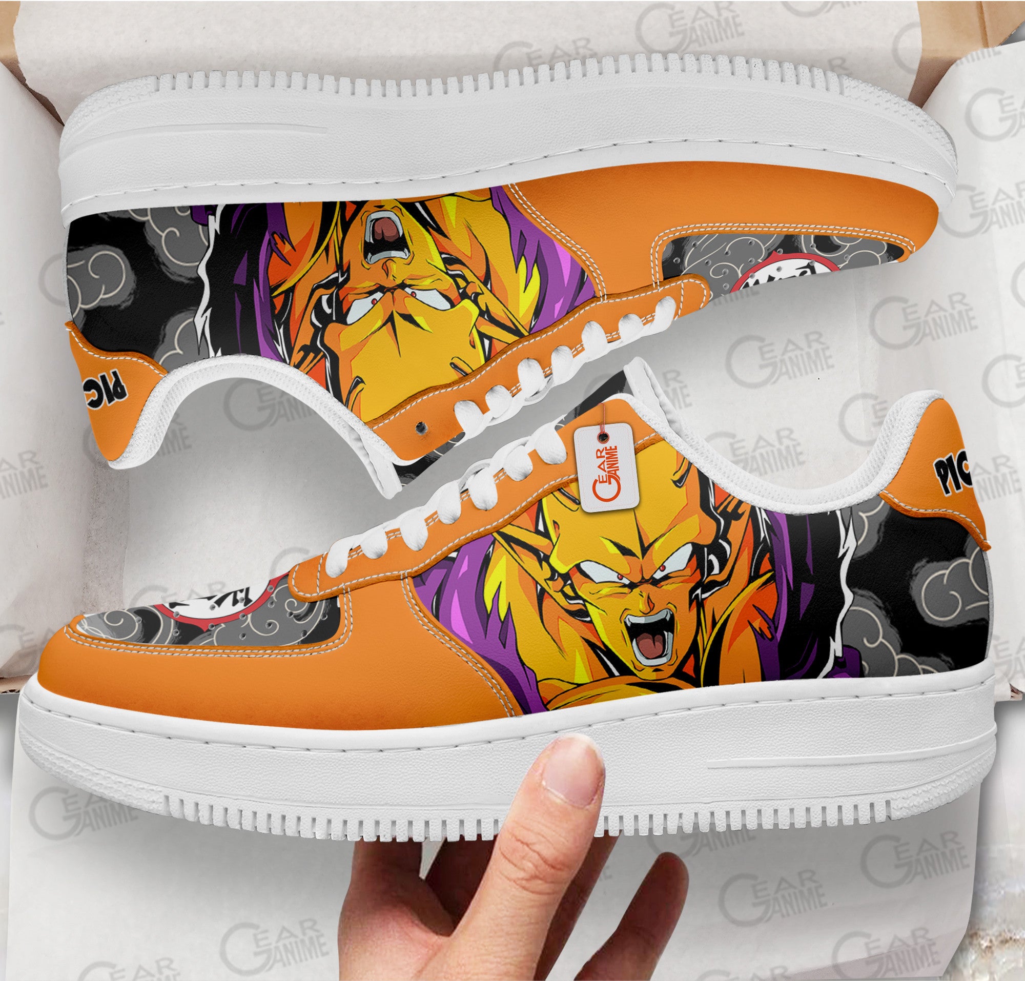 Baskets Anime Orange Piccolo en Cuir Chaussures Basses Unisexes Anime Manga