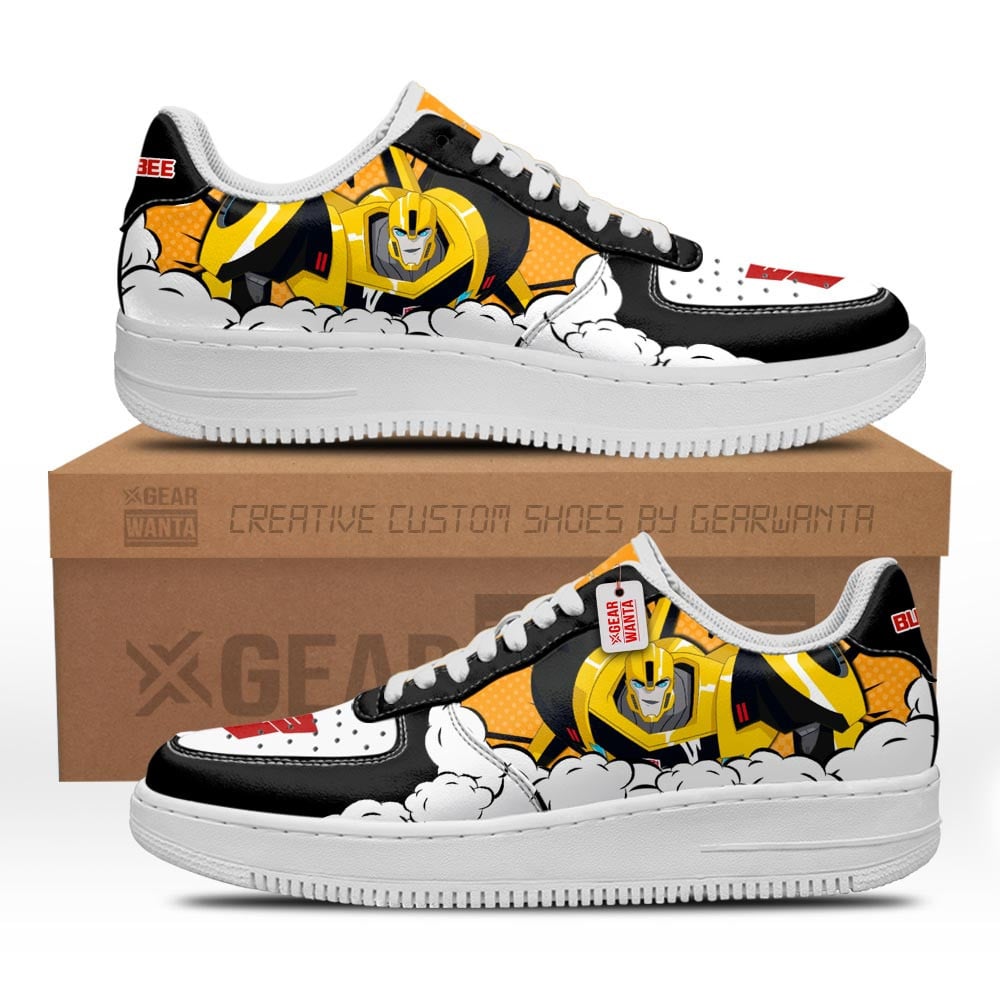 Baskets Anime Bumblebee Force Low-Top Leather Sneakers  Custom en Cuir Chaussures Basses Unisexes Anime Manga