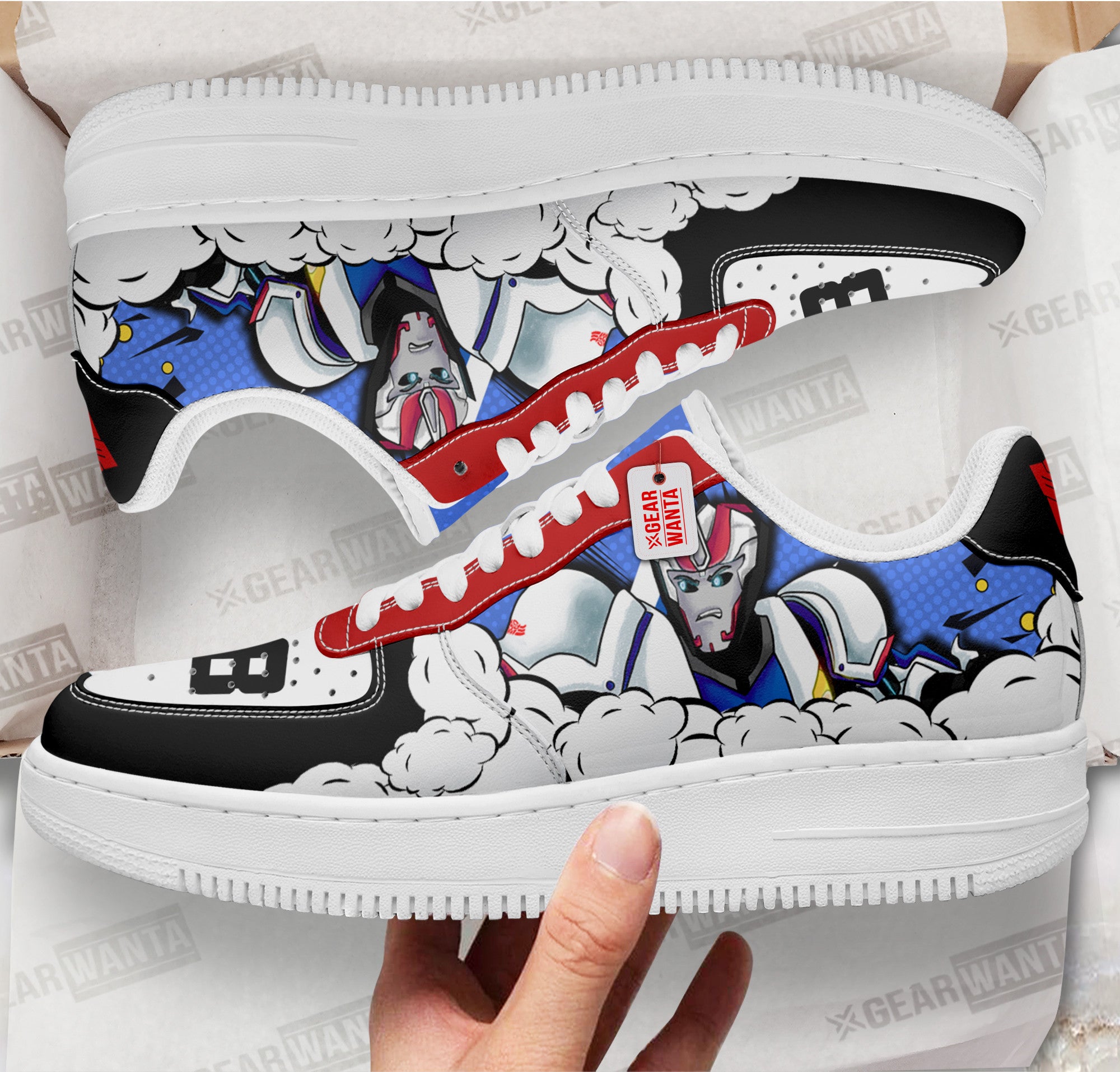 Baskets Anime Smokescreen Force Low-Top Leather Sneakers  Custom en Cuir Chaussures Basses Unisexes Anime Manga