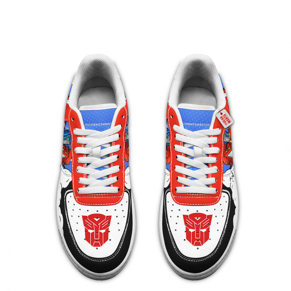 Baskets Anime Optimus Prime Force Low-Top Leather Sneakers  Custom en Cuir Chaussures Basses Unisexes Anime Manga