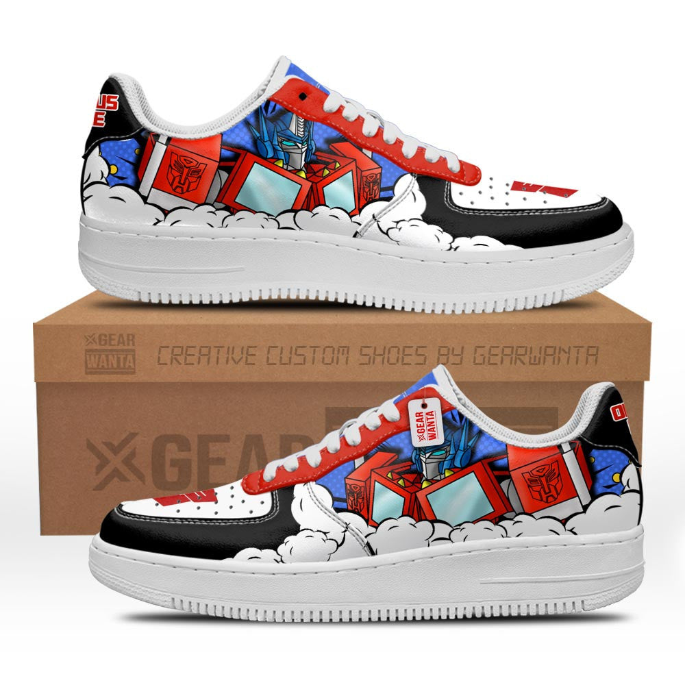 Baskets Anime Optimus Prime Force Low-Top Leather Sneakers  Custom en Cuir Chaussures Basses Unisexes Anime Manga