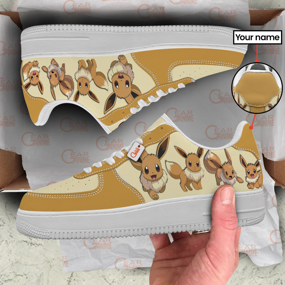 Baskets Anime Eevee Personalized en Cuir Chaussures Basses Unisexes Anime Manga