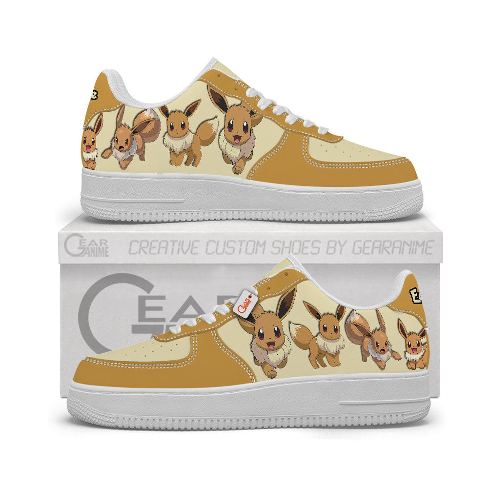Baskets Anime Eevee Personalized en Cuir Chaussures Basses Unisexes Anime Manga