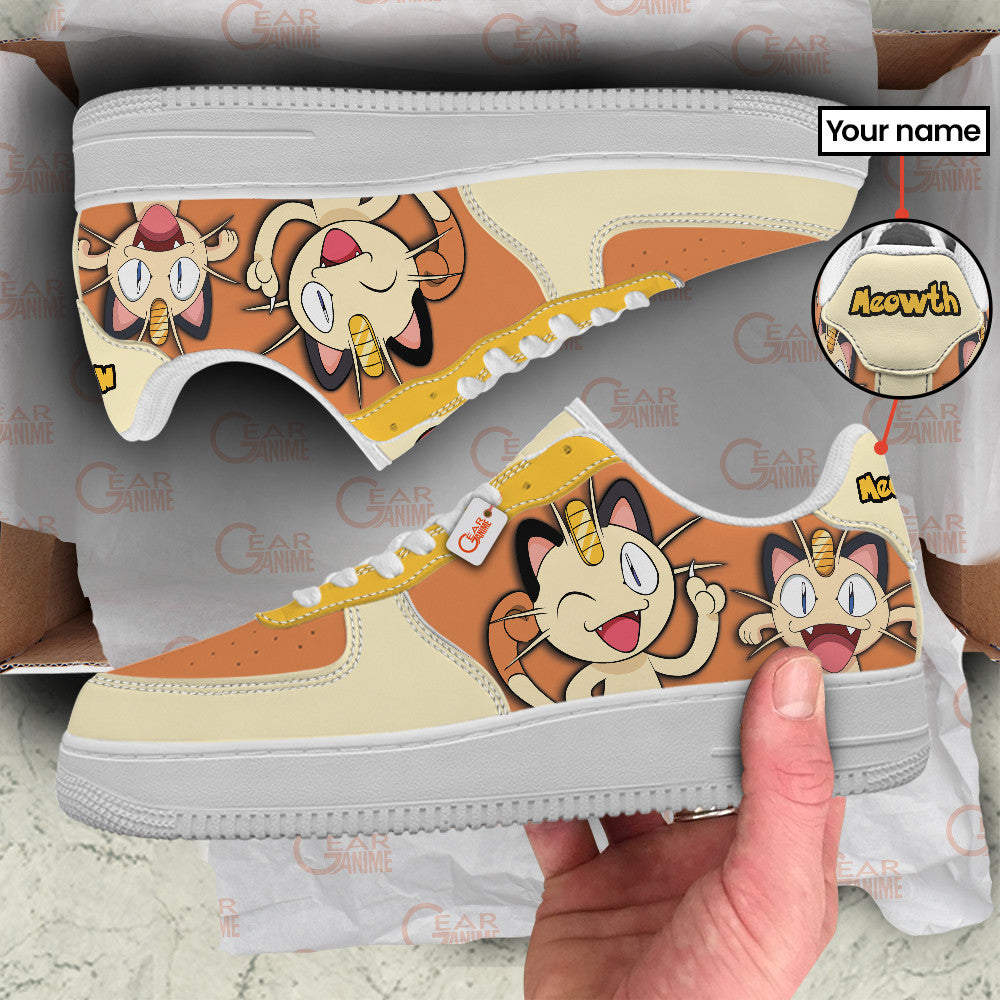 Baskets Anime Meowth Personalized en Cuir Chaussures Basses Unisexes Anime Manga
