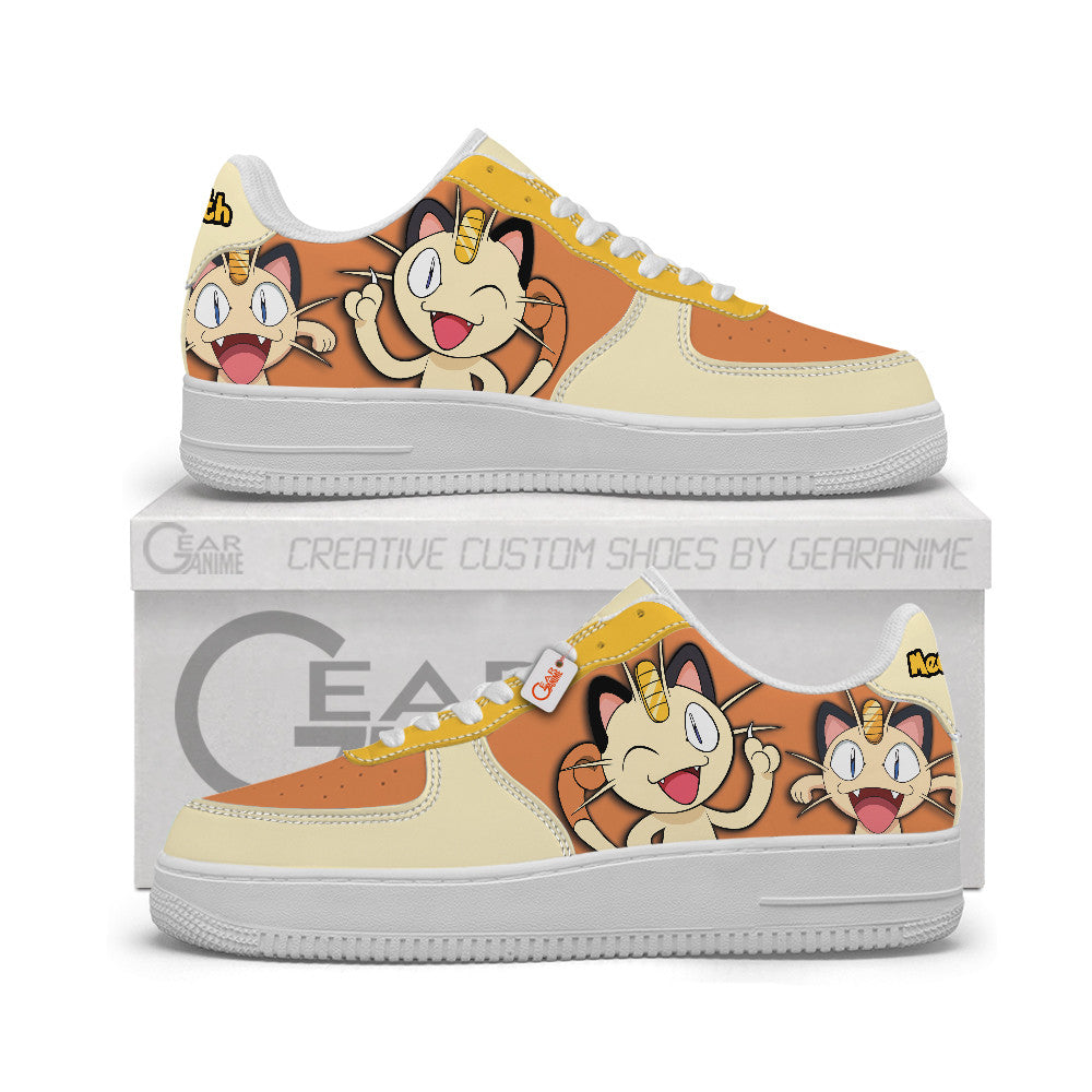 Baskets Anime Meowth Personalized en Cuir Chaussures Basses Unisexes Anime Manga