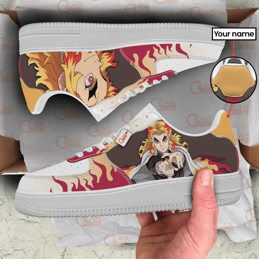 Baskets Anime Kyojuro Rengoku Personalized en Cuir Chaussures Basses Unisexes Dragon Ball