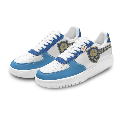 Baskets Anime Black Blue Rose Personalized en Cuir Chaussures Basses Unisexes Anime Manga
