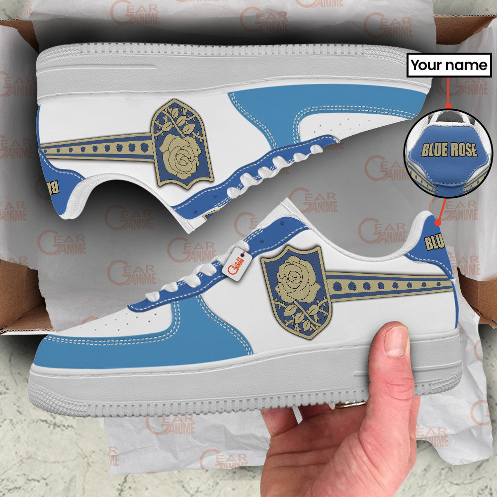 Baskets Anime Black Blue Rose Personalized en Cuir Chaussures Basses Unisexes Anime Manga