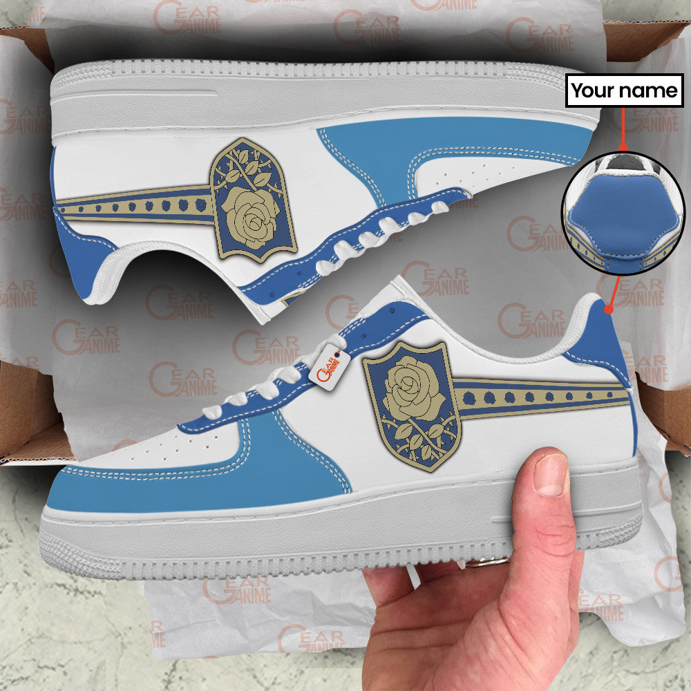 Baskets Anime Black Blue Rose Personalized en Cuir Chaussures Basses Unisexes Anime Manga