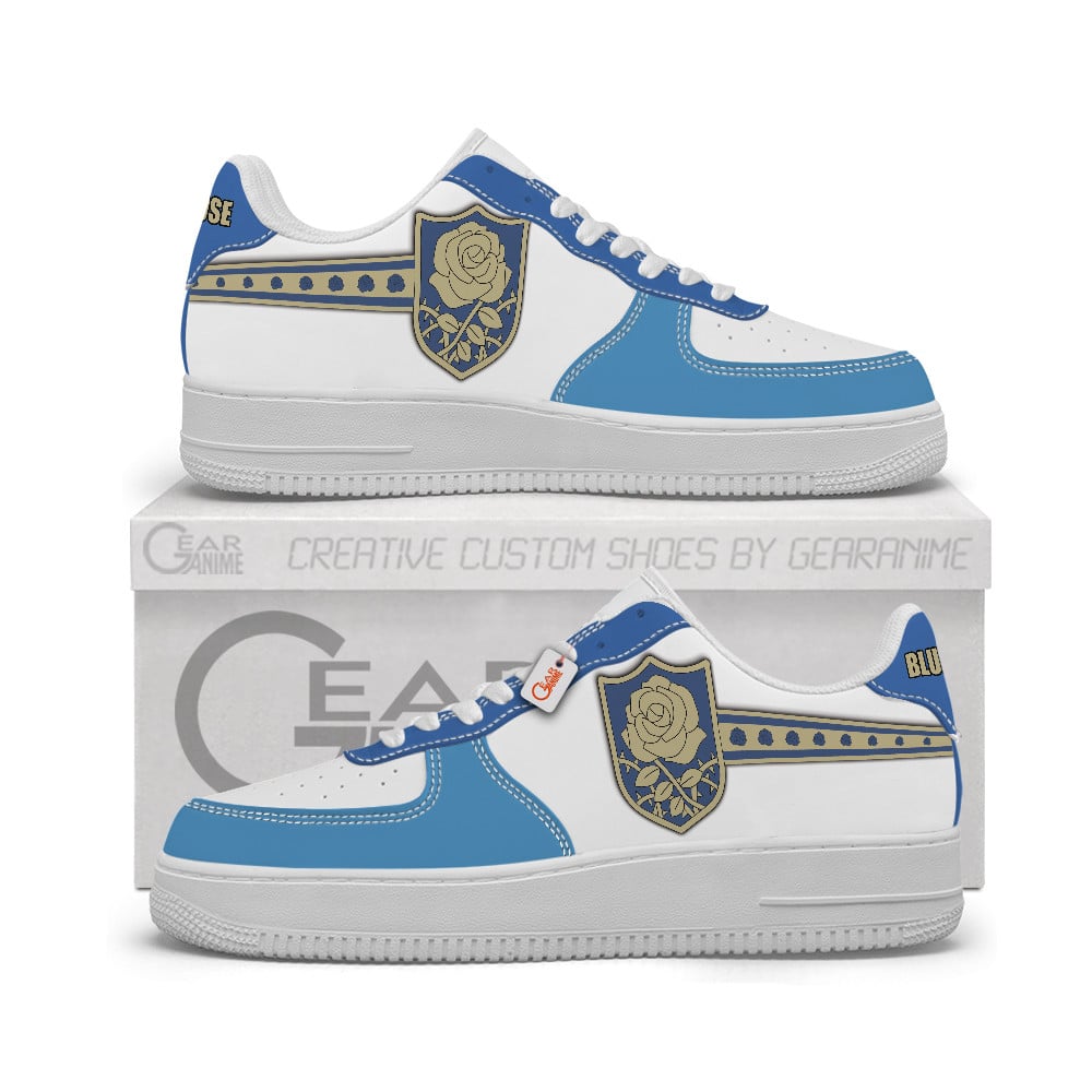 Baskets Anime Black Blue Rose Personalized en Cuir Chaussures Basses Unisexes Anime Manga