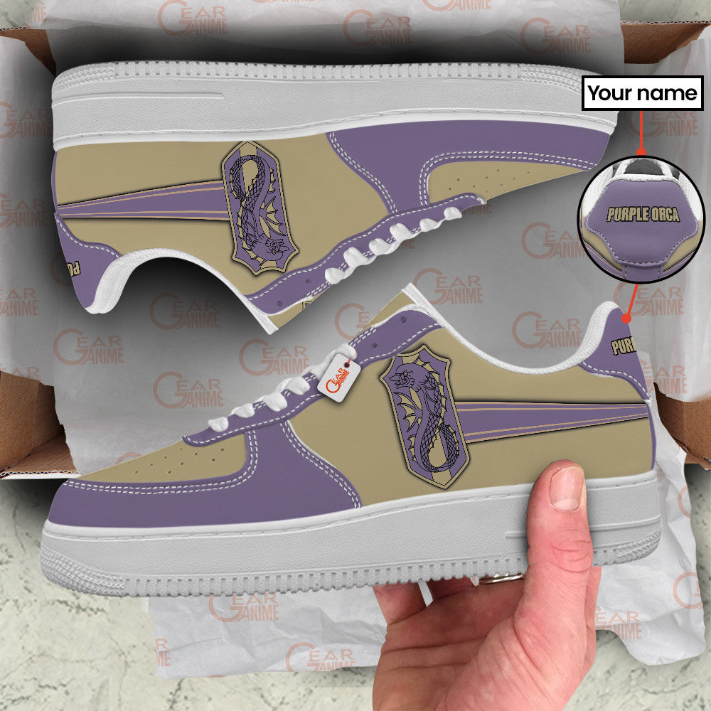 Baskets Anime Purple Orca Personalized en Cuir Chaussures Basses Unisexes Anime Manga