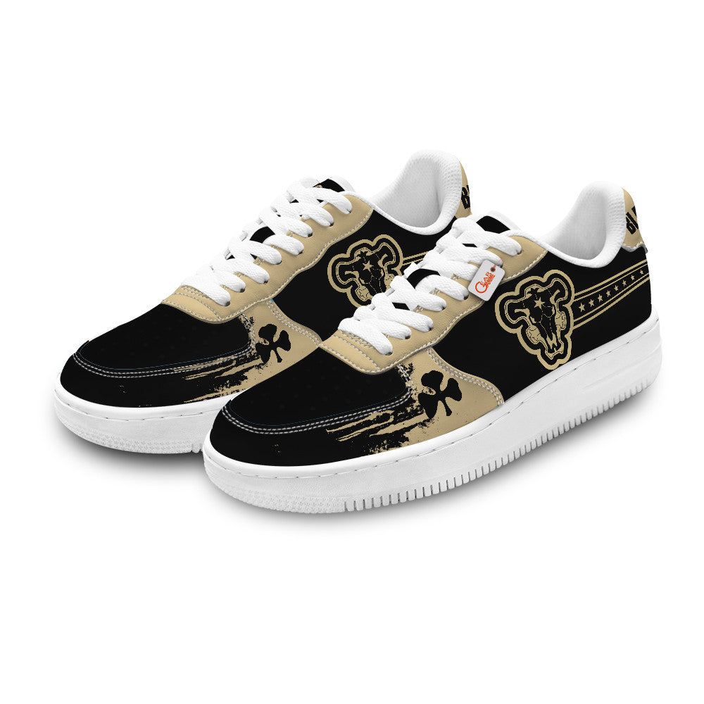 Baskets Anime Black Black Bull Personalized en Cuir Chaussures Basses Unisexes Anime Manga