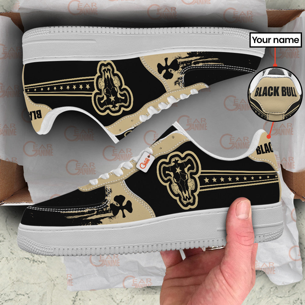 Baskets Anime Black Black Bull Personalized en Cuir Chaussures Basses Unisexes Anime Manga
