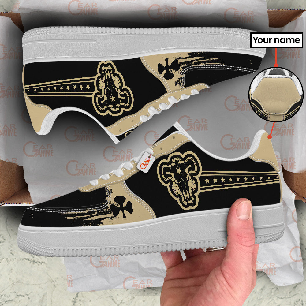 Baskets Anime Black Black Bull Personalized en Cuir Chaussures Basses Unisexes Anime Manga
