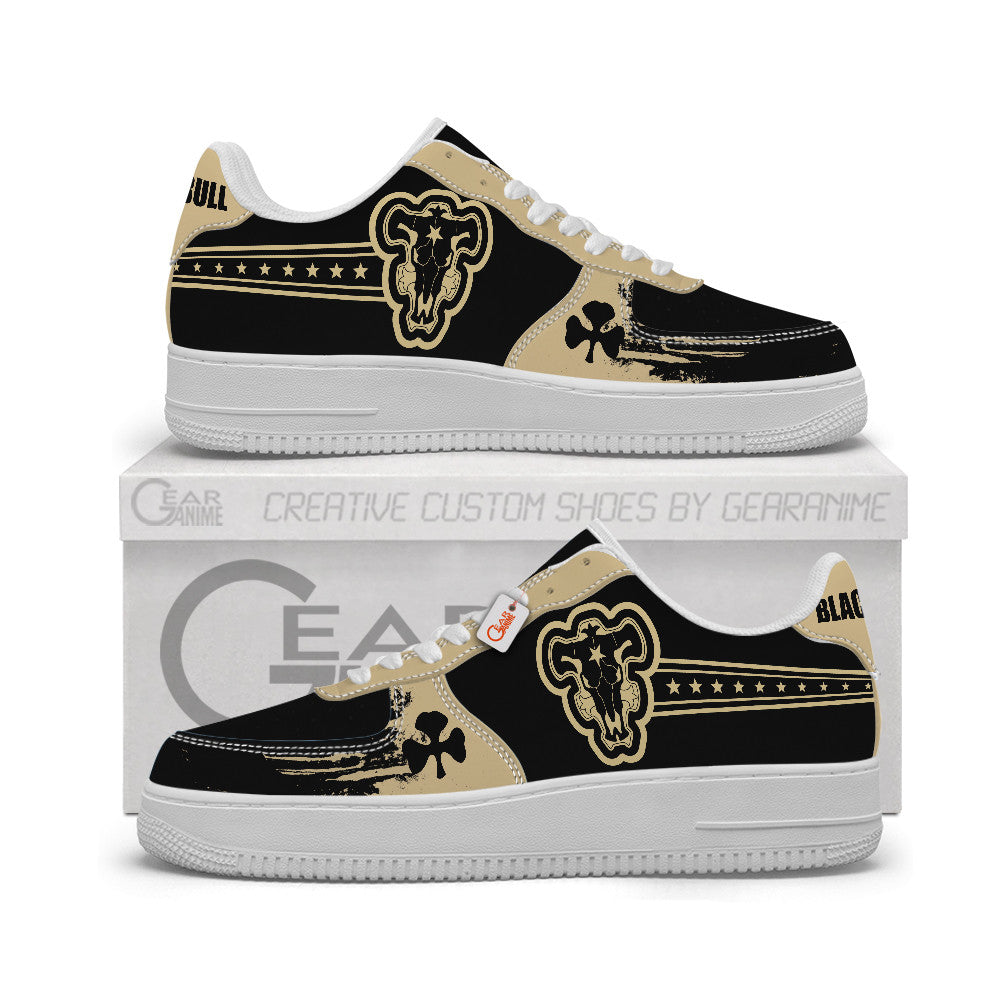 Baskets Anime Black Black Bull Personalized en Cuir Chaussures Basses Unisexes Anime Manga