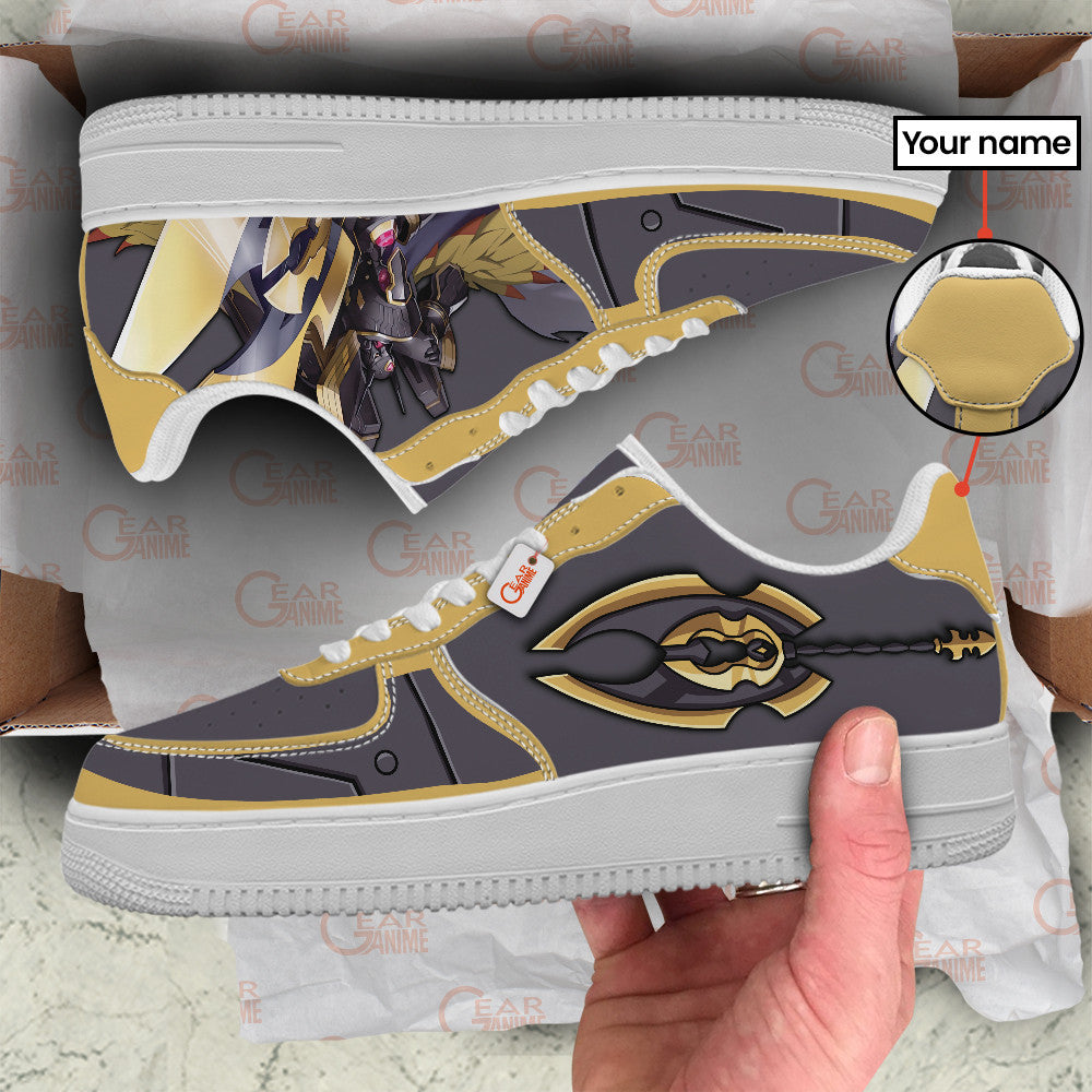 Baskets Anime Alphamon Ouryuken Personalized en Cuir Chaussures Basses Unisexes Anime Manga