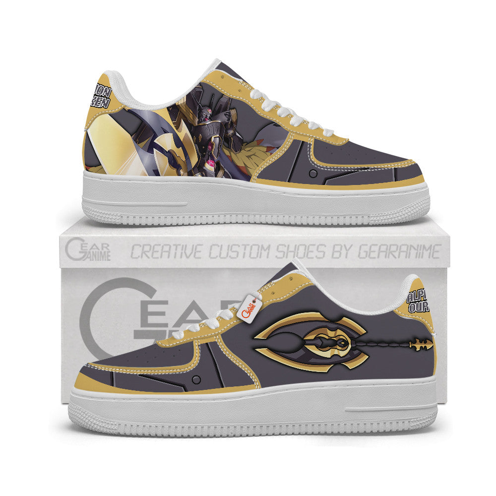 Baskets Anime Alphamon Ouryuken Personalized en Cuir Chaussures Basses Unisexes Anime Manga