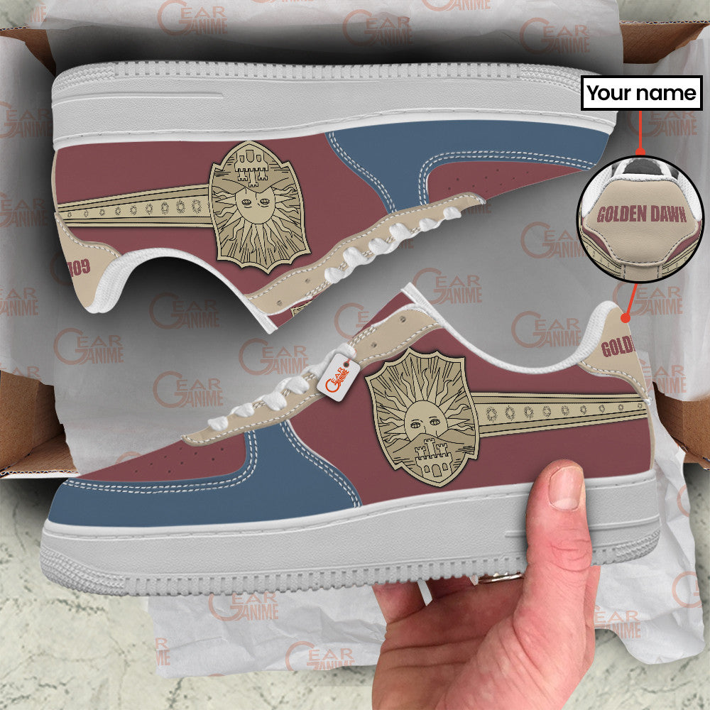 Baskets Anime Black Golden Dawn Personalized en Cuir Chaussures Basses Unisexes Anime Manga