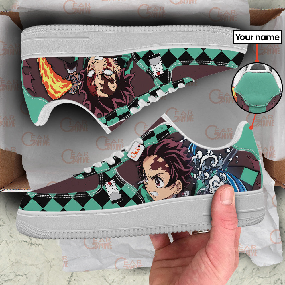 Baskets Anime Tanjiro Kamado Personalized en Cuir Chaussures Basses Unisexes Demon Slayer