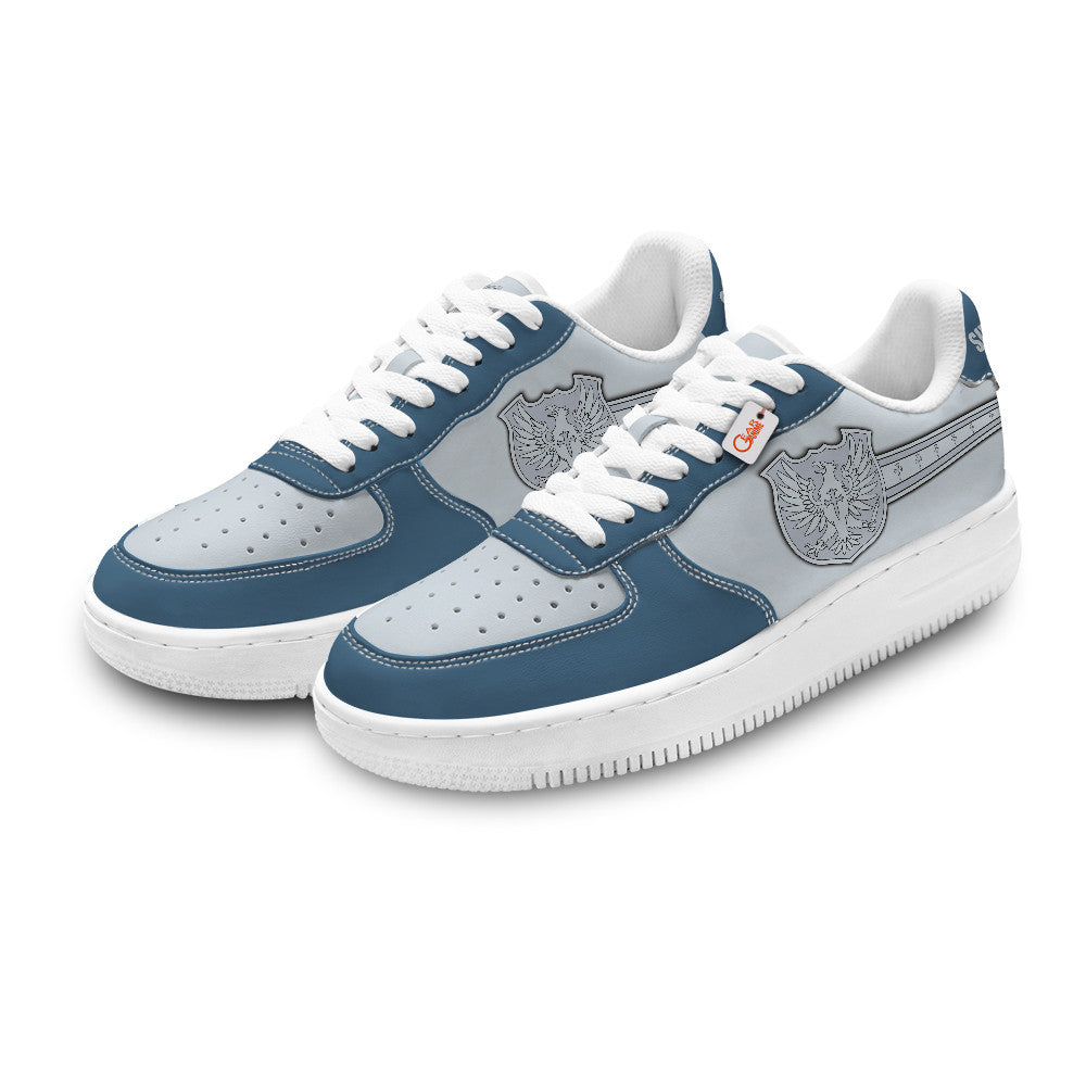 Baskets Anime Black Silver Eagle Personalized en Cuir Chaussures Basses Unisexes Anime Manga