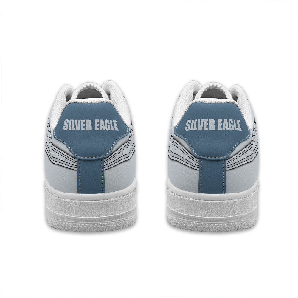 Baskets Anime Black Silver Eagle Personalized en Cuir Chaussures Basses Unisexes Anime Manga