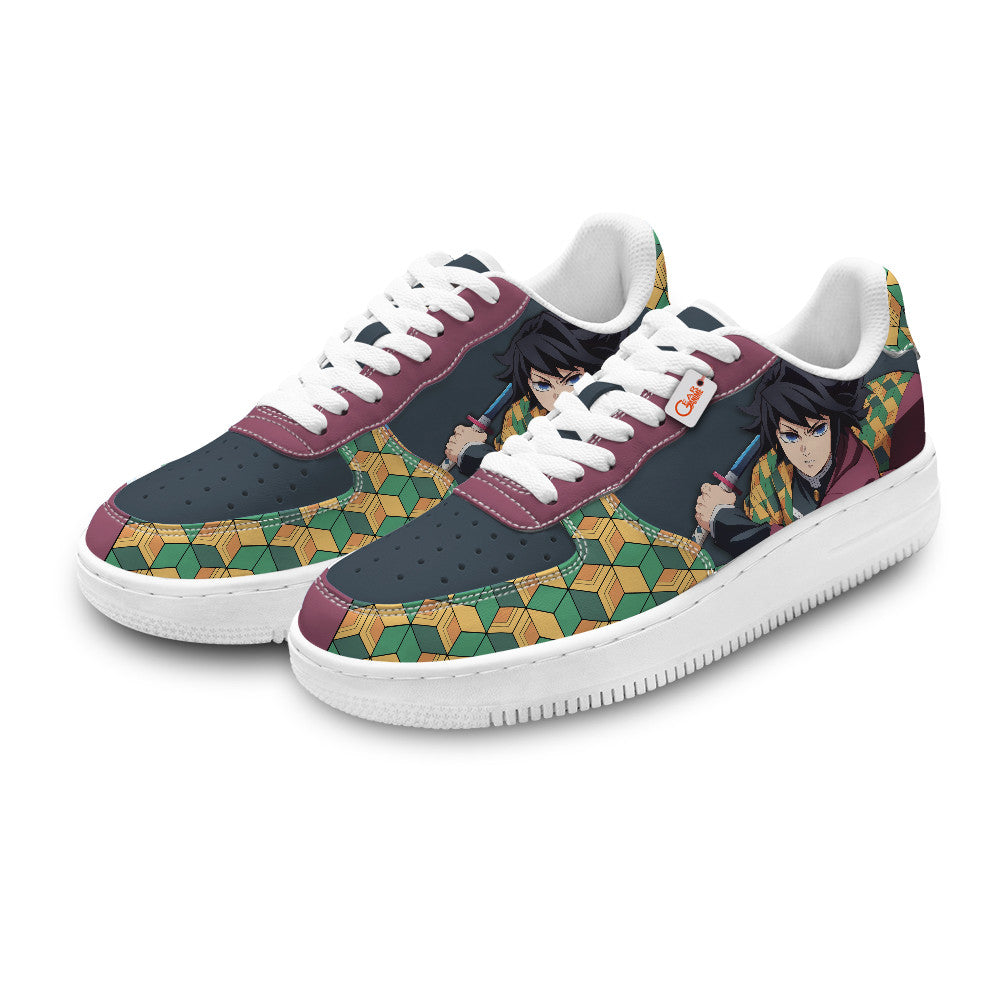 Baskets Anime Giyu Tomioka Personalized en Cuir Chaussures Basses Unisexes Anime Manga