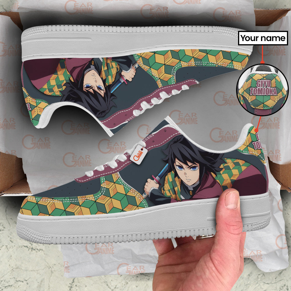 Baskets Anime Giyu Tomioka Personalized en Cuir Chaussures Basses Unisexes Anime Manga