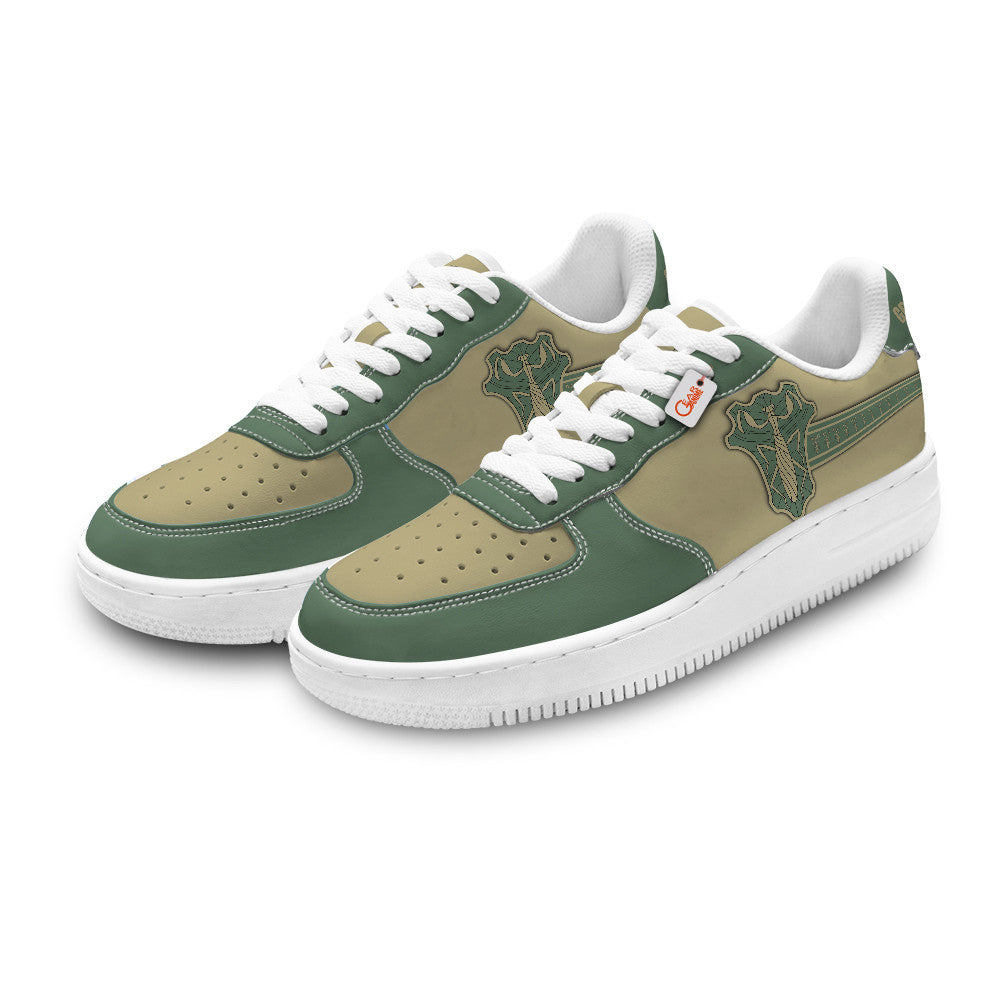 Baskets Anime Black Green Mantis Personalized en Cuir Chaussures Basses Unisexes Anime Manga