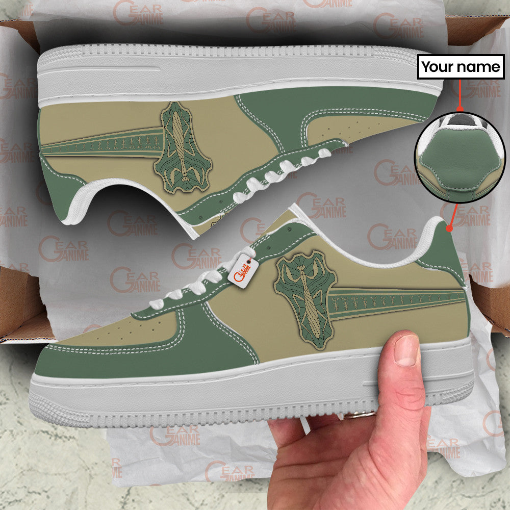 Baskets Anime Black Green Mantis Personalized en Cuir Chaussures Basses Unisexes Anime Manga