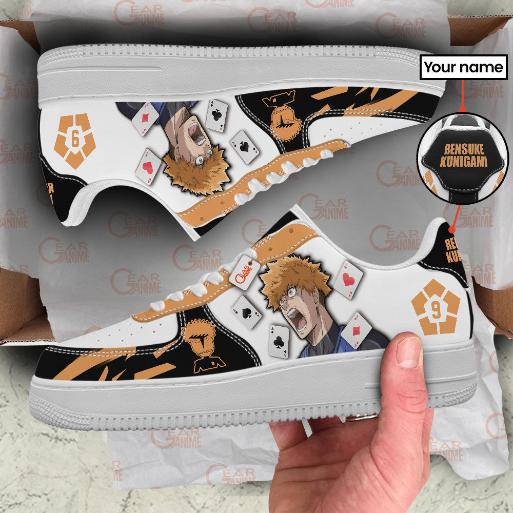 Baskets Anime Rensuke Kunigami Personalized en Cuir Chaussures Basses Unisexes Anime Manga