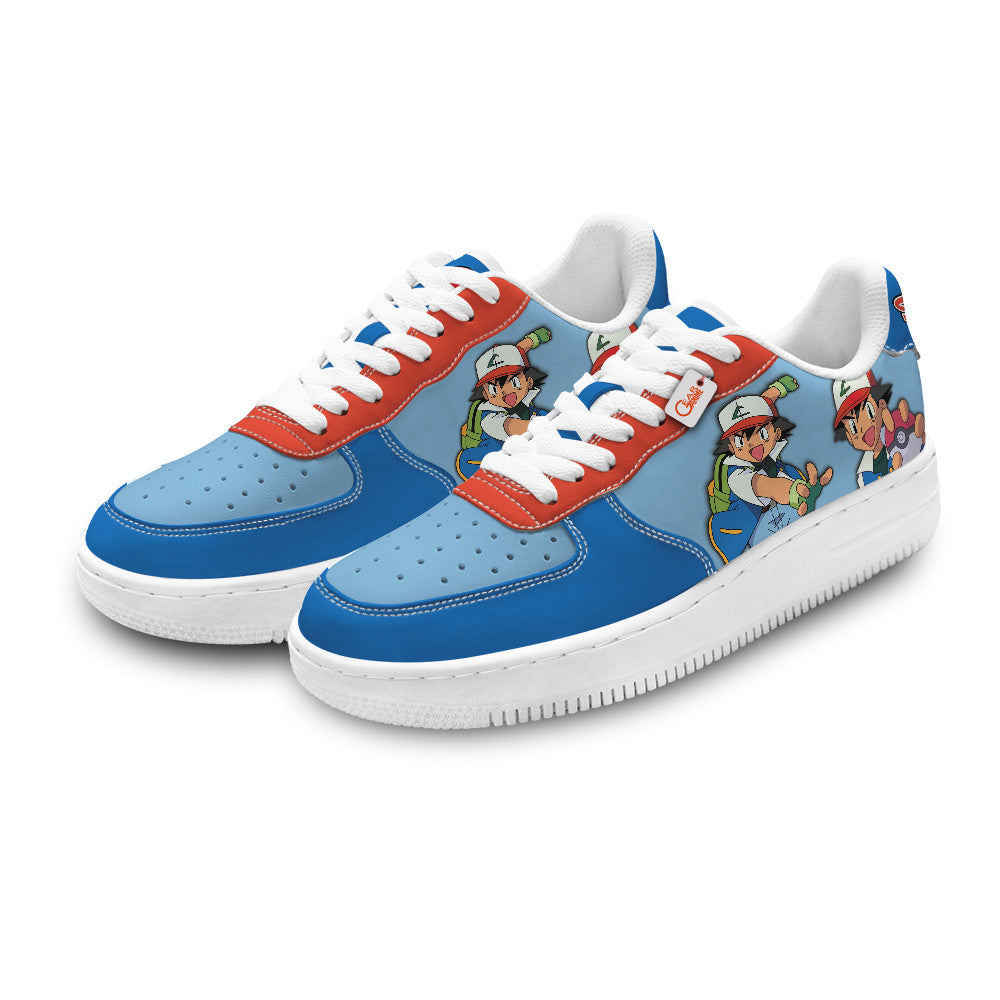 Baskets Anime Ash Ketchum Satoshi Personalized en Cuir Chaussures Basses Unisexes Anime Manga
