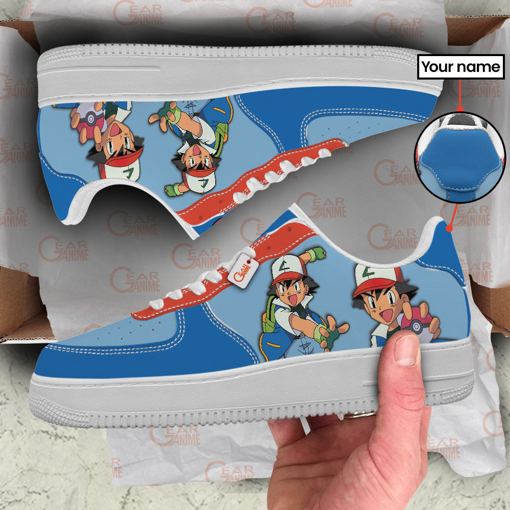 Baskets Anime Ash Ketchum Satoshi Personalized en Cuir Chaussures Basses Unisexes Anime Manga