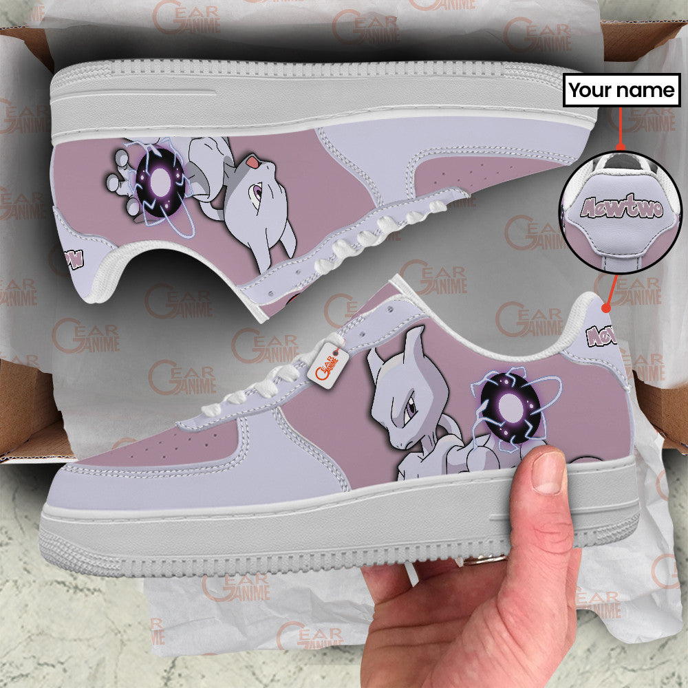 Baskets Anime Mewtwo Personalized en Cuir Chaussures Basses Unisexes Anime Manga